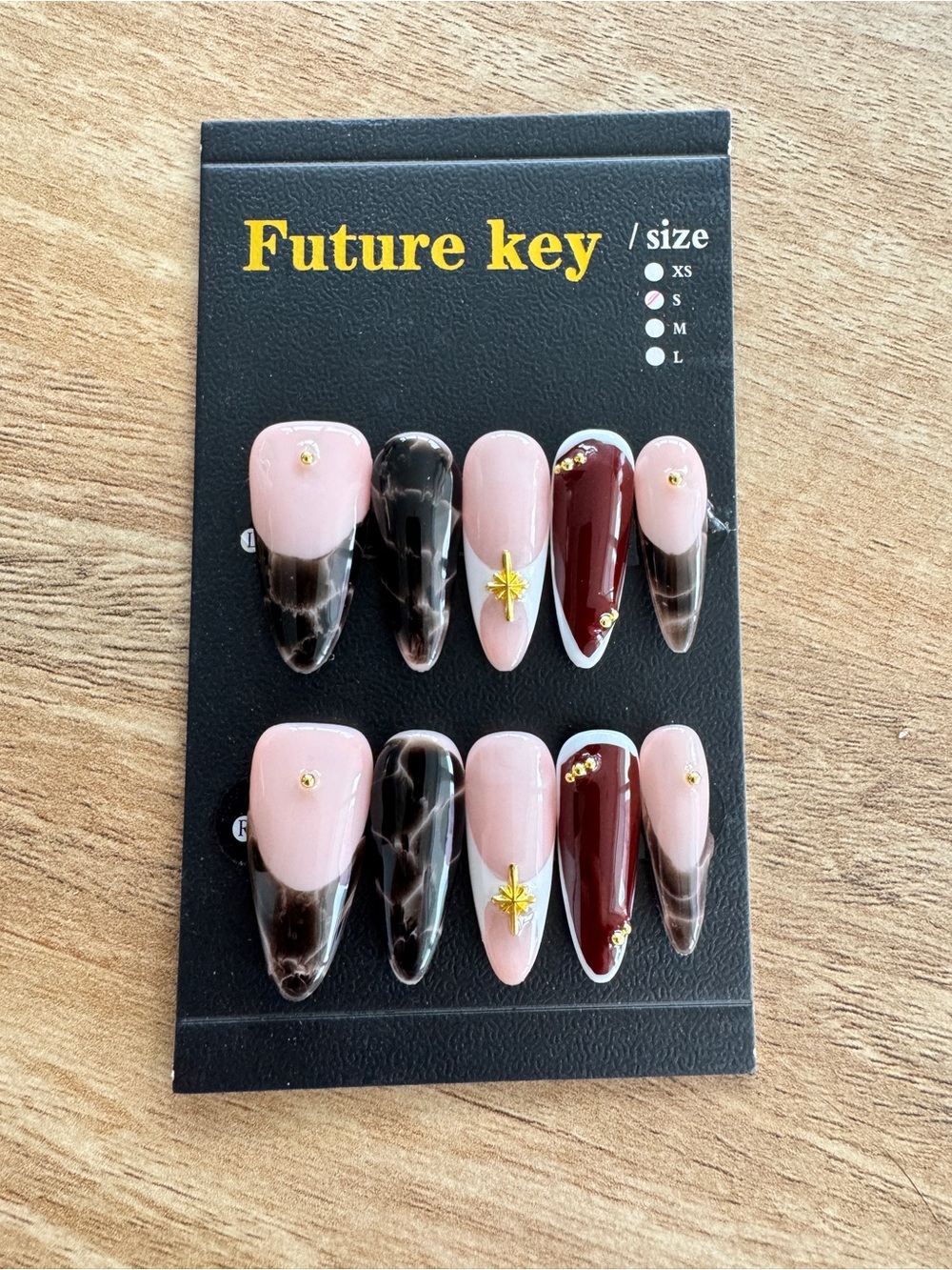 Future key Pink, Black & Burgundy Press-On Nail Set